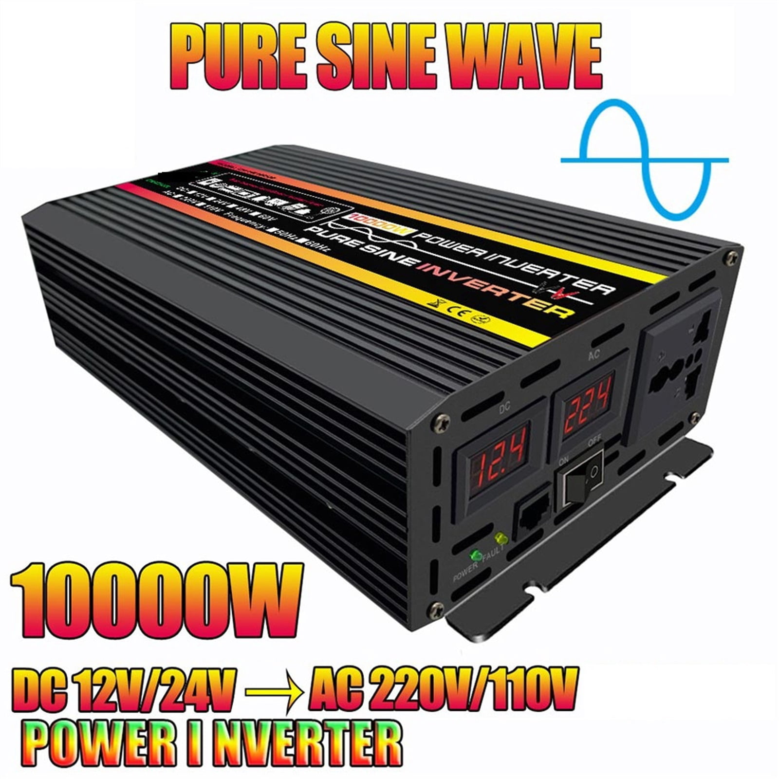 Pure Sine Wave Solar Inverter 10000W-20000W Pure Sine Wave Power Inverter Car Solar Inverter Voltage Transformer DC 12V To AC 220/110 Socket Converter Invertor ,Portable Design