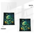 thumbnail image 3 of DouZhe Reusable Grocery Bags, Starry Night Skull Lightweight Polyester Canvas Cloth Tote Bag for Travle Gym Shopping School, 15" x 16", 3 of 7