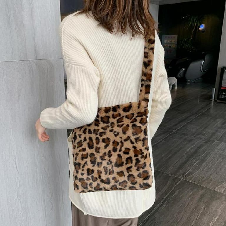 Large Fluffy Cheetah Print Bag Cheetah Animal Print Fuzzy 