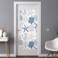 thumbnail image 3 of Non-Adhesive Static Cling Window Tint, Navy Blue Coastal Window Privacy Film Frosted, Summer Beach Coral Shell Ocean Insulated Windows Frosted Films for Living room, 35.4 x 78.7 Inches, 3 of 9