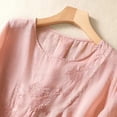 thumbnail image 2 of Business Casual Tops for Women 3/4 Sleeve Cotton Linen Shirts For 2025 Summer Retro Embroidered Tops Casual Trendy Vacation Blouse Cute Summer Tops1 PC, 2 of 4