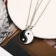 thumbnail image 4 of Juego de collar de cadena con dijes de Yin Yang esmaltado para 2, paz, amor, felicidad, mejores amigos, amistad para siempre, BFF, negro (plata), 4 of 5