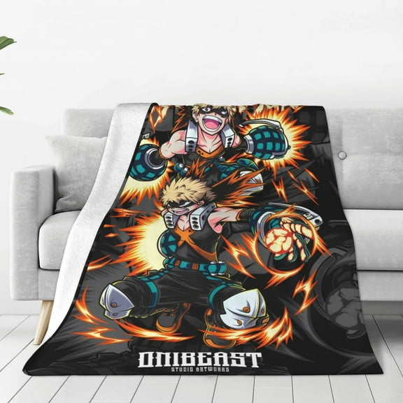 My Hero Academia Bakugo Katsuki Throw Blanket Couch Bed Sofa Soft Lightweight Warm Cozy Flannel Fleece Bed Blanket For Kids Adults Gift Multiple Sizes Available 40"X30"