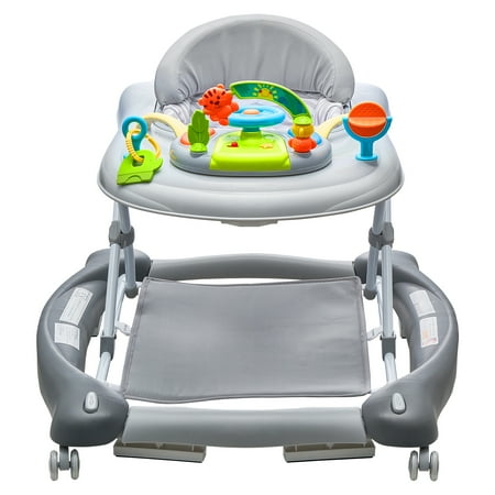 KFFKFF 4-in-1 Baby Walker, Compact Activity Hub with Wheels, Height Settings, Melodies & Play Tray, Transforms into Seated Learning | Push-Along | Rocking | Jumping Mode for Infants 6-24M