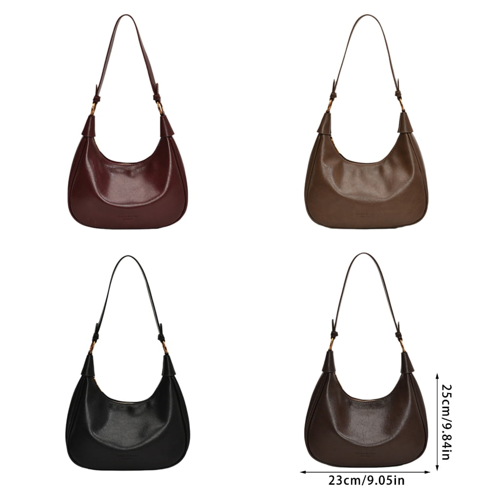 FENOHREFE Fashionable Half Moon Bag for Women and Girls PU Leather Shoulder Purse Crescent Crossbody Bags with Adjustable Strap