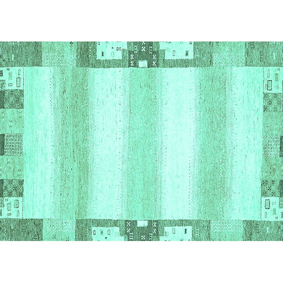 Ahgly Company Indoor Rectangle Solid Turquoise Blue Modern Area Rugs, 2' x 3'