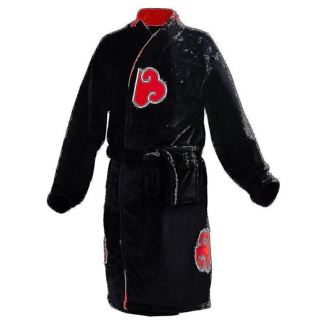 Akatsuki Robe Cosplay Bathrobe Fleece Warm Nightgown Robe Men Winter Coat Sleepwear Christmas Gift