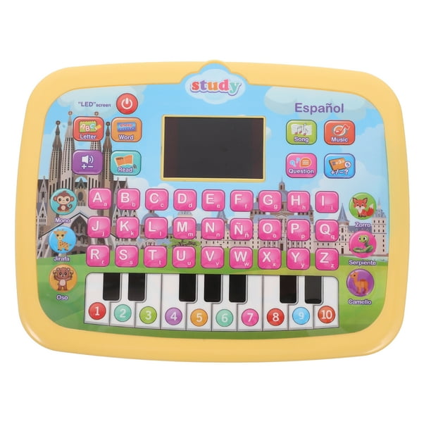 Tableta de aprendizaje español-inglés para niños pequeños, letras del alfabeto interactivas bilingüe, palabras, juguetes de aprendizaje, tabletas, juguete educativo para niños y bebés
