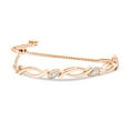 thumbnail image 2 of 14K Rose Gold Plated .925 Sterling Silver Diamond Accent Alternating Swirl link Bolo Bracelet (I-J Color, I2-I3 Clarity) - 6" to 9" Adjustable, 2 of 6