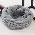 thumbnail image 2 of Foulard d'Hiver en Tricot Côtelé, Deux Cercles Foulard en Laine Gris Clair, 2 of 5