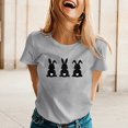 thumbnail image 2 of TSADFHJI Yoga Tops for Women Flowy Womens Spring Summer Rabbit Printed Short Sleeve O Neck T Shirt Top S Grey, 2 of 5