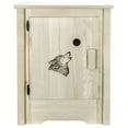 thumbnail image 2 of Homestead Collection Accent Cabinet w/ Laser Engraved Wolf Design, Left Hinged, Clear Lacquer Finish, 2 of 10