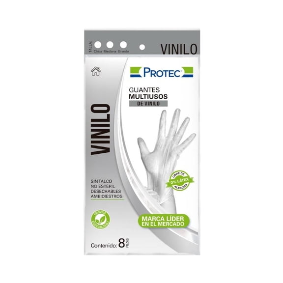 Guantes Protec vinilo stretch 8 pzas