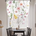 thumbnail image 3 of Pink Spring Floral Tie Up Curtains 45 Inches Long, Kitchen Window Curtains Over Sink, Flowers Elegant Pastoral Leaves Small Window Curtains Shade Balloon Curtains Valances for Bedroom/Cafe 34"x45", 3 of 8