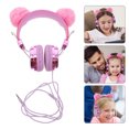 thumbnail image 3 of Pink Kids Over Ear Headphone with Rhinestone Glitter and Furry Ball Ears for Music Listening ABS PVC, 3 of 8