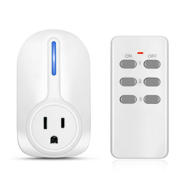 Happyline Two Remote Control Outlet Plug Wireless On Off Power Switch,  Programmable Remote Light Switch Kit, 100ft RF Range, Compact Design White  (2