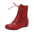 thumbnail image 1 of LOVZFMLL Bottes pour Femmes Bottillons à Lacets Bout Rond Sangles Ajustables Talon Plat Mode Décontracté Bottes Chaussures d'Automne Hiver, 1 of 7