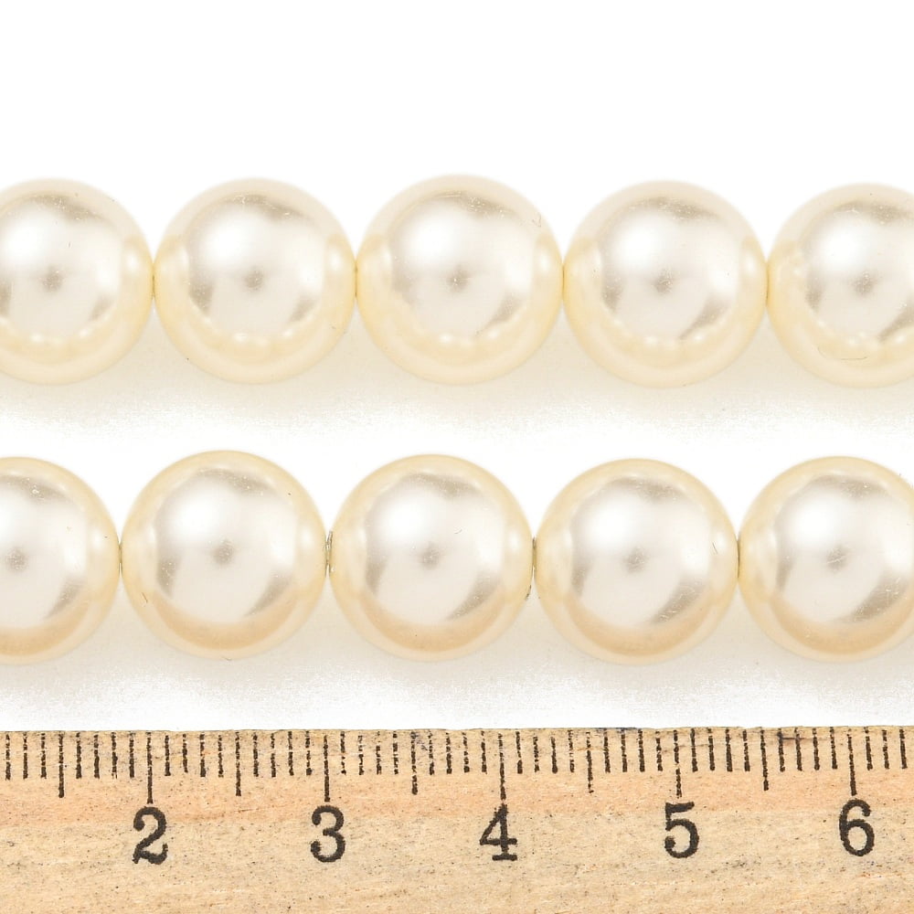 Glass Pearl Beads Strands Round Bisque 12mm Hole: 0.8mm 35pcs/strand 16.14''(41cm)