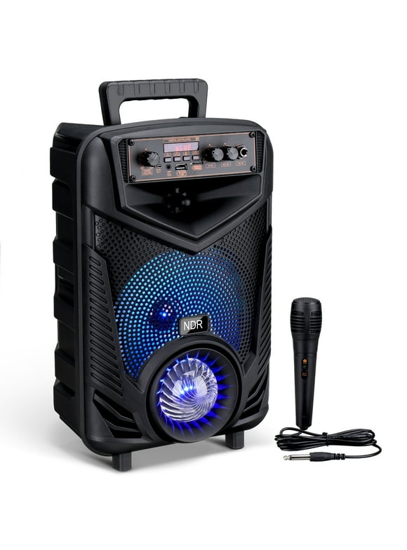 Karaoke Machine Speaker with Microphones and Remote, Party PA System Portable Bluetooth Outdoor LED Karaoke Speaker Singing Machine, Supports TF Card/USB, AUX IN, FM