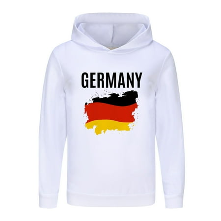 

TIREOW Boy s and Girl s Warm Hoodies German English Printing Boys and Girls with Long Sleeves and Hoodies Autumn and Winter Simple Daily Sweatshirts