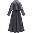 thumbnail image 2 of Girls Black Plaid Long Coat Costume Halloween Gothic College Style Cosplay Dress up for 11-12Y, 2 of 8