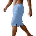 thumbnail image 6 of lcziwo Mens Gym Shorts with Pockets Classic Fit Outdoor Elastic Waist Hiking Shorts Cotton Linen Camping Fishing Travel Drawstring Chino Short Light Blue M, 6 of 8