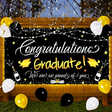 Graduation Decorations Class of 2025, Large Congrats Grad Banner Garland Photo Backdrop   Balloons   Hanging Swirls Party Supplies