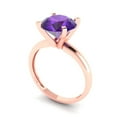 thumbnail image 2 of Solitaire Engagement Ring for Women - 2.5ct Natural Amethyst in 18K Rose Gold Promise Ring, 2 of 6