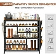 thumbnail image 6 of GlimmerGrove Metal Shoe Rack for Entryway, 6 Tier Shoe Storage Organizer Holds 22 Pairs, Wooden Top and Side Pocket for Entry, Entrance, Hallway, Black, 6 of 8