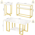 thumbnail image 6 of LinkRomat 3-Pieces Living Room Table Sets, Faux Marble Rectangular Table with 2 End Tables, Modern Coffee Table Sets for Small Space, Apartment, 6 of 7