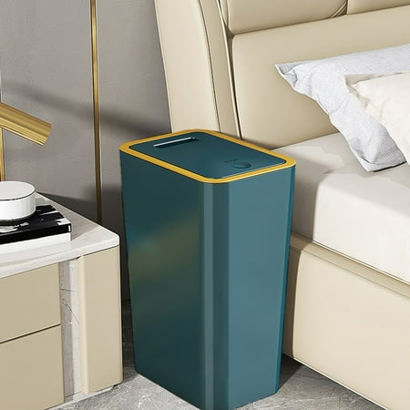 YZHMYR Push-Top Lid Trash Can Deodorant Slim Space-Saving Garbage Bin Easy to Use Trash Bag Fixed for Living Room Kitchen Bathroom Office Small Space Home Office Waste Management Decor
