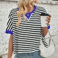 thumbnail image 2 of Ediodpoh Women's Casual Striped Batwing Sleeve T Shirt Soft Round Neck Summer Top for Home Outdoor Wear with Jeans Tshirts Shirts for Women Black S, 2 of 9