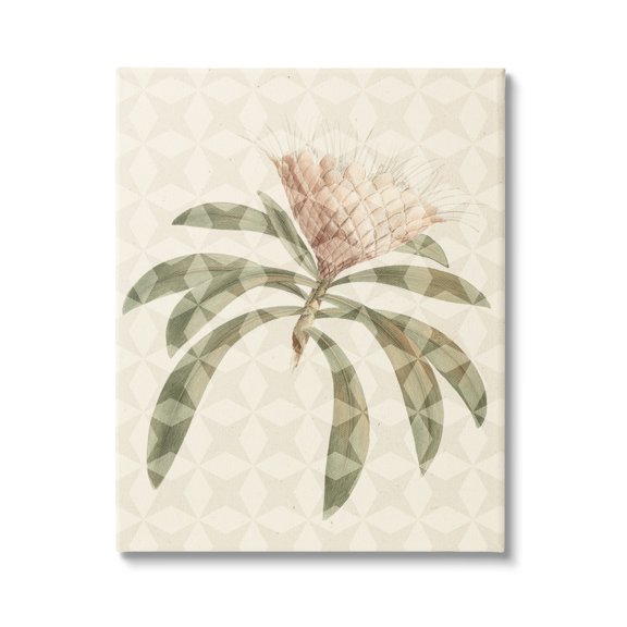 Stupell Industries Natural Geometric Patterned Plant Green Leaves Blossom Canvas Wall Art, 24 x 30, Design by Lil' Rue