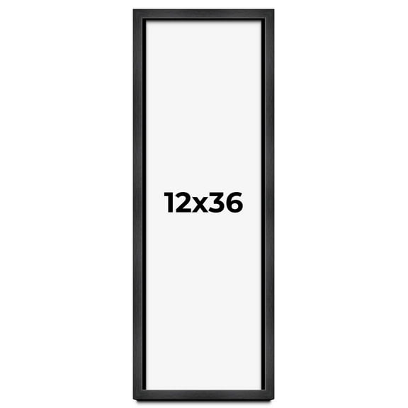 12x36 - 12 x 36 Charcoal Flat Solid Wood Frame with UV Framer's Acrylic & Foam Board Backing -