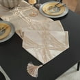 thumbnail image 3 of TAOSON Luxury High Precision Jacquard Modern Gold Bamboo PatTable Runner with Tassels Polyester Wrinkle Resistant Damask Table Runners for Kitchen Dining Tabletop Decoration (13 x 87 Inch), 3 of 10