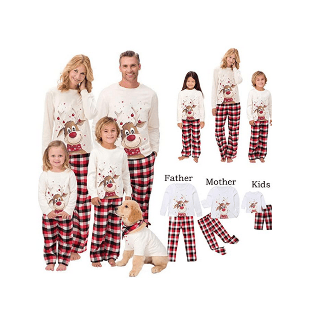 Heyrekt Christmas Matching Family Pajamas Christmas Sleepwear Vacation Family Matching Christmas Pajamas Elk Print Tops Pants Set Christmas Sleepwear