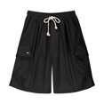 thumbnail image 4 of ZyeKqe Cargo Shorts for Men Drawstring High Waisted Sweat Shorts Wide Leg Hiking Shorts, 4 of 7