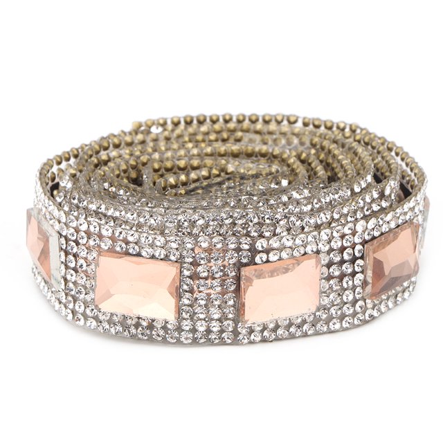Hot fix Artificial Crystal Glass Rhinestone Cloth Phone Applique Decor DIY Accessory(Champagne)