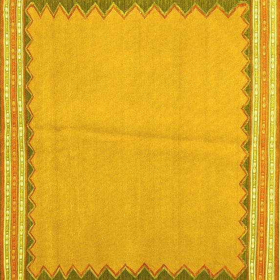 Ahgly Company Indoor Square Abstract Yellow Contemporary Area Rugs, 3' Square