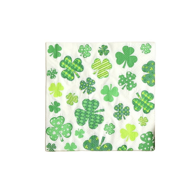 Decoraciones Del Día de San Patricio, Servilletas de Papel Impresas de Tréboles 12.5x12.5cm / 4.92x4.92In Adecuado para Fiestas Y Reuniones Del Día de San Patricio, Decoraciones de Cumpleaños de la Fi