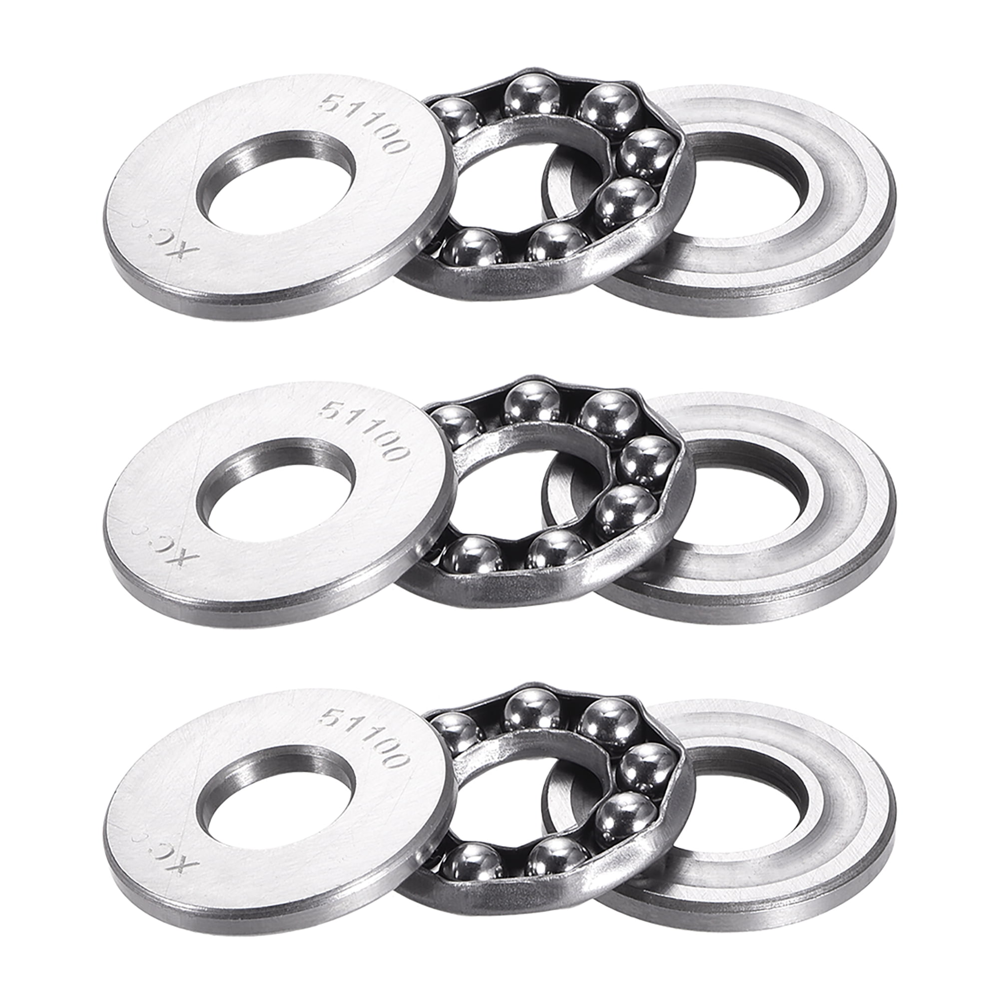 51100 Single Direction Thrust Ball Bearings,Flat Seat ,10x24x9mm 3pcs
