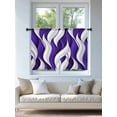 thumbnail image 4 of Sheer Curtains 54 Inch Length, Purple White Moire Semi Sheer Curtains Light Filtering Window Treatment, Modern Abstract Art Elegant Privacy Voile Drapes for Living Room Bedroom 52x54 Inch, 4 of 7