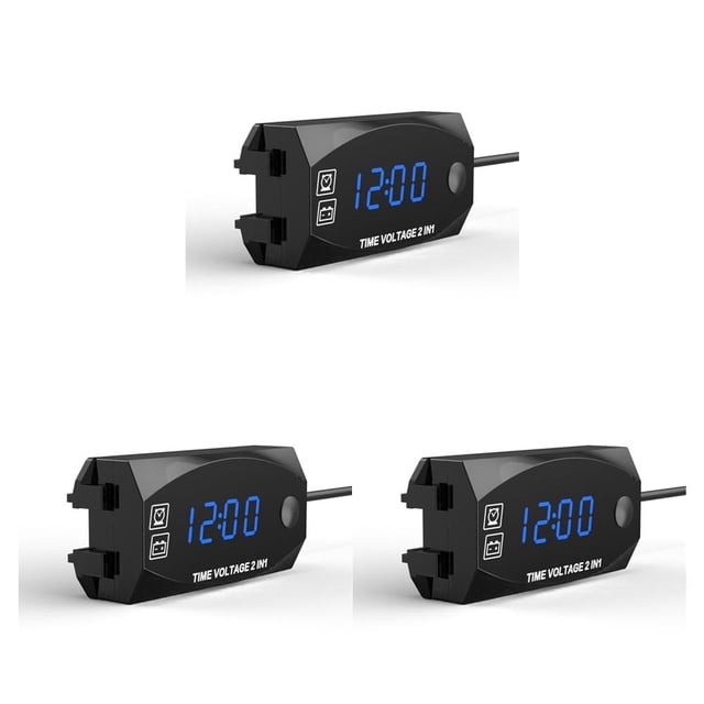 relayinert Motorcycle Voltmeter LED Display DC Voltage Meter Portable Fixing Carrying Bright Time Volt Gauge Outdoor Detector Blue Light 3Set