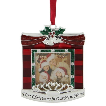 Northlight First Christmas in Our New Home Fireplace Silver Plated Photo Frame (Best Place To Shop For Christmas Decorations)