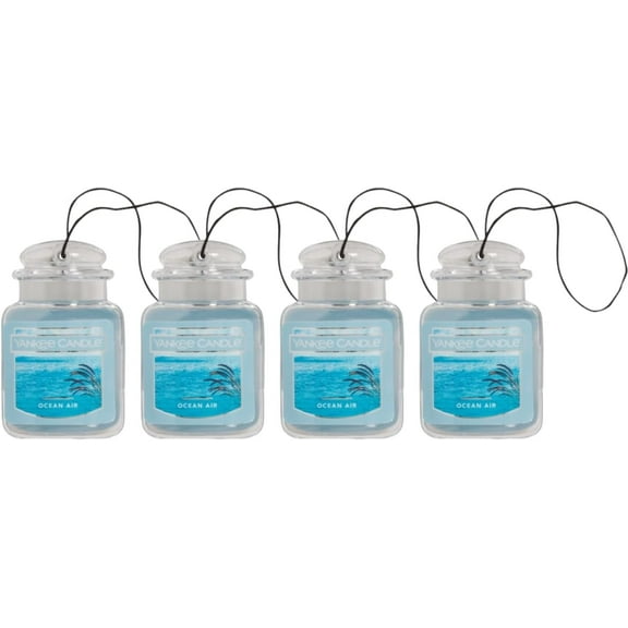 Yankee Candle Car Jar Ultimate Hanging Car Air Fresheners, Ocean Air, 0.96 oz (Pack of 4)