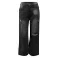 thumbnail image 2 of Gibobby Jeans mujer cintura alta Pantalones de pierna ancha delgados de cintura Nuevos pantalones de piso sueltos de contraste Pantalones de mezclilla(Negro,XL), 2 of 5