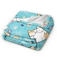 thumbnail image 2 of DouZhe Ultra-Soft Micro Fleece Lightweight Flannel Bed Blanket, Kawaii Cute Cats Cartoon Animals Print Cozy Warm Throw Blankets, 80"x60", 2 of 7