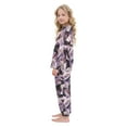 thumbnail image 4 of Fluffy Pajamas Set Fuzzy Winter Warm Pj Sets Pullover Tops and Long Pants Purple Abstract Leaves Small, 4 of 8