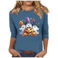 thumbnail image 3 of Wiyuqeen Gobble Shirts for Women 3/4 Sleeve Thanksgiving Tshirts Crew Neck Turkey Graphic Tees Plus Size Casual Loose Tops, 3 of 5