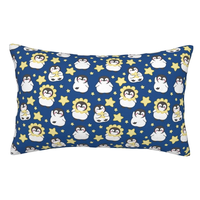 Fotbe Star Penguin Funda de Almohada Decorativa Estilo Occidental, Lujo en Algodón, Fundas para Almohadas King, Cojín Estampado para Decoración del Hogar-20"x30"